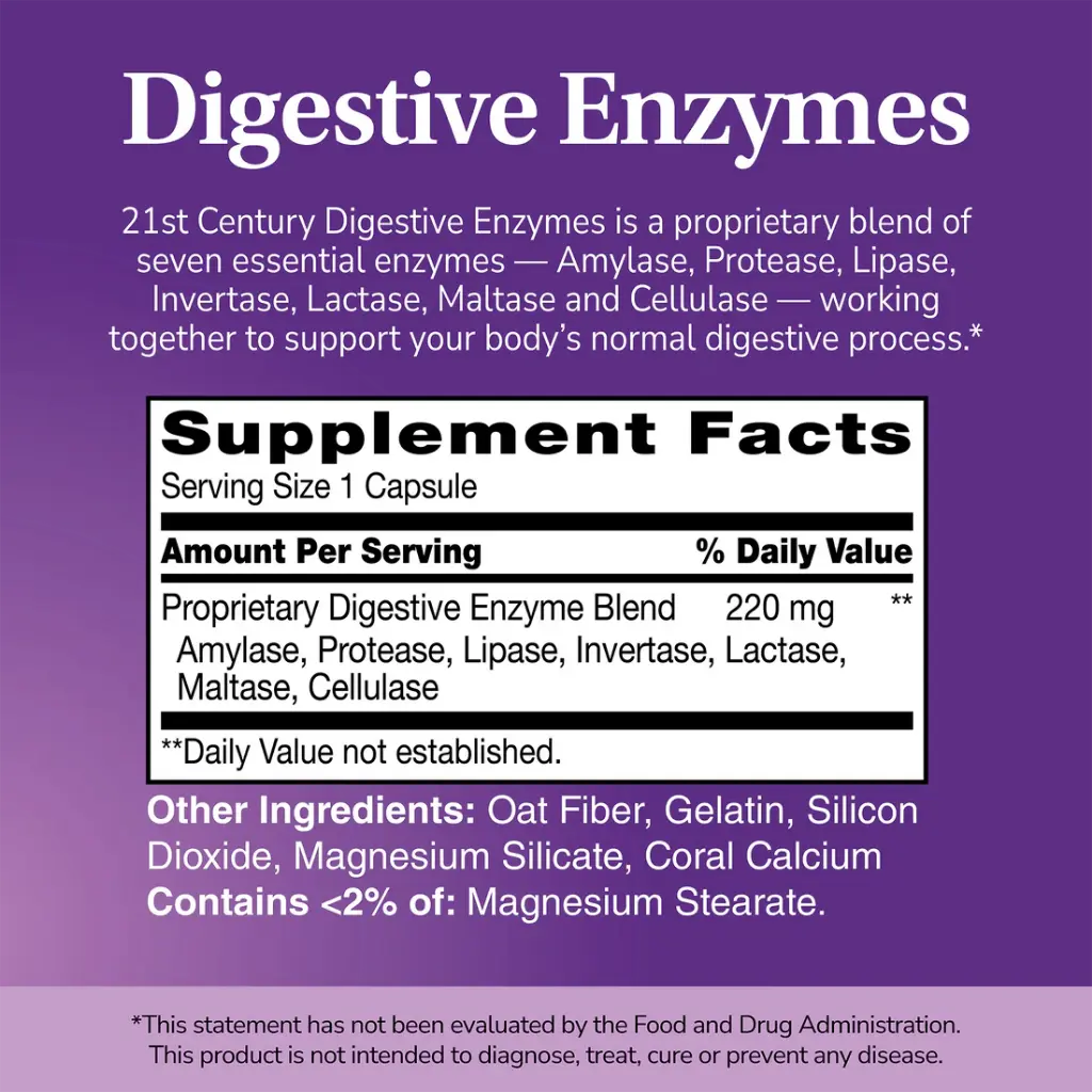 21st Century, Digestive Enzymes, 60 Capsules, 60 Servings