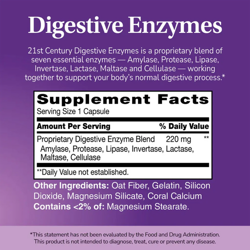 21st Century, Digestive Enzymes, 60 Capsules, 60 Servings