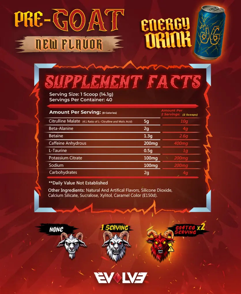 Evolve Pre-Goat -565Gm-40Serv-Energy Drink