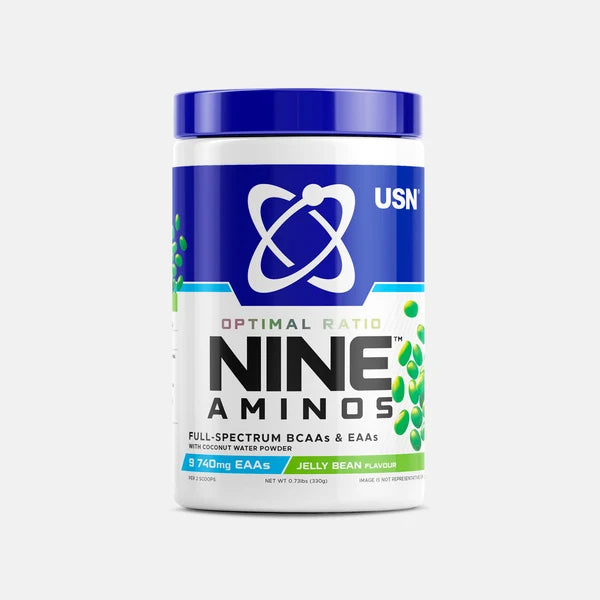 USN Nine Aminos EAA & BCAA With Coconut Water Powder-330Gm-30 Serv-Jelly Beans Flavour