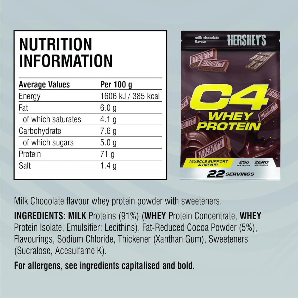 Cellucor, C4 Whey Protein, 800g, 22 Servings Hershey's Choclate