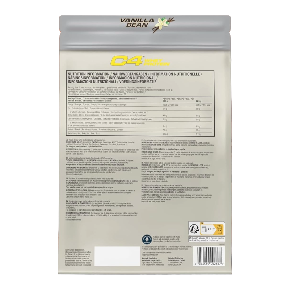 Cellucor, C4 Whey Protein, 800g, 22 Servings Vanilla Bean