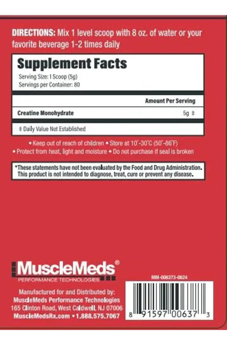 MuscleMeds Creatine Monohydrate-400G.-80Serv.-Unflavored