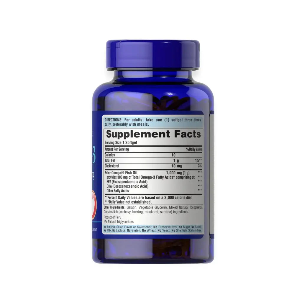 Puritan's Pride Omega-3 Fish Oil 1000mg-100Serv.-100Softgels