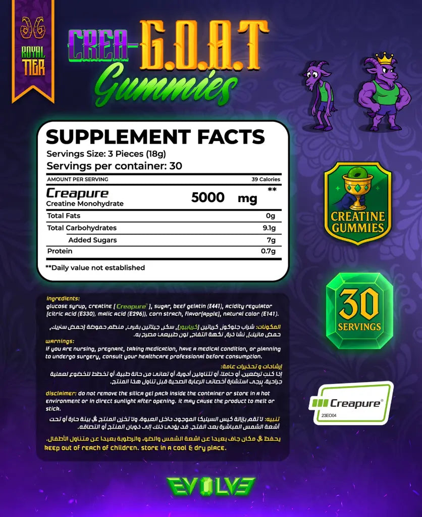 Evolve Crea Goat Gummies-30 Serv-90Gummies-Cola.